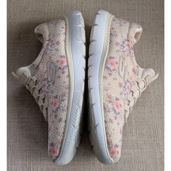 Skechers Women's Summit Slip-Ins Memory Foam Wide Fit Size 7 White Pink Floral - Picture 6 of 9